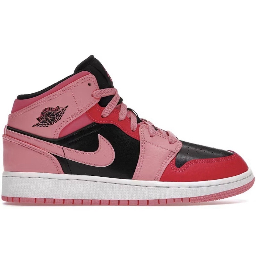 Nike Air Jordan 1‎ Mid GS Coral Pink Black 554725 662 Kids 6Y  Women's 7.5 8